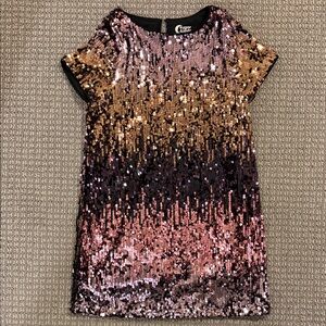 Girls Sequin Dress - Pink and Gold